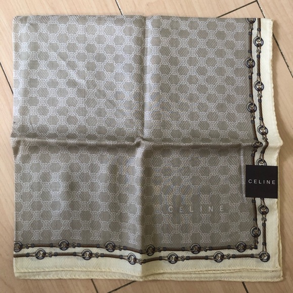 New Vintage CELINE Handkerchief Scarf Pocket Square Classic Macadam Logo - Picture 1 of 4